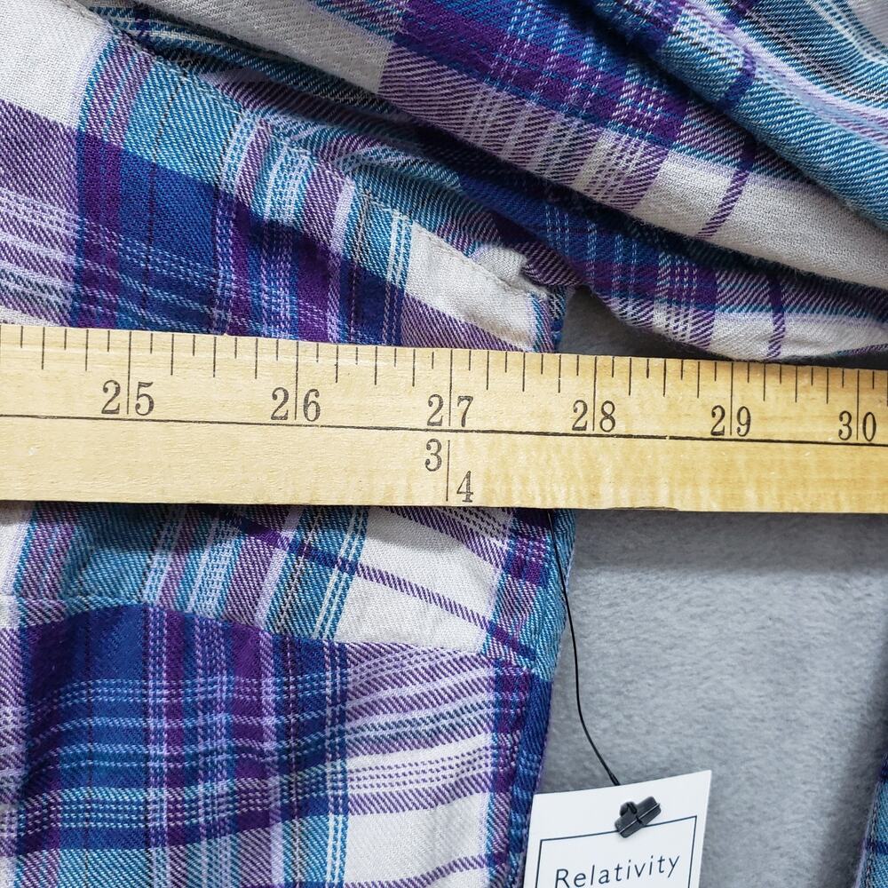 Relativity Plaid Shirt Womens SZ 3X NWT Long Sleeve Button Down Top Lightweight - Picture 13 of 15